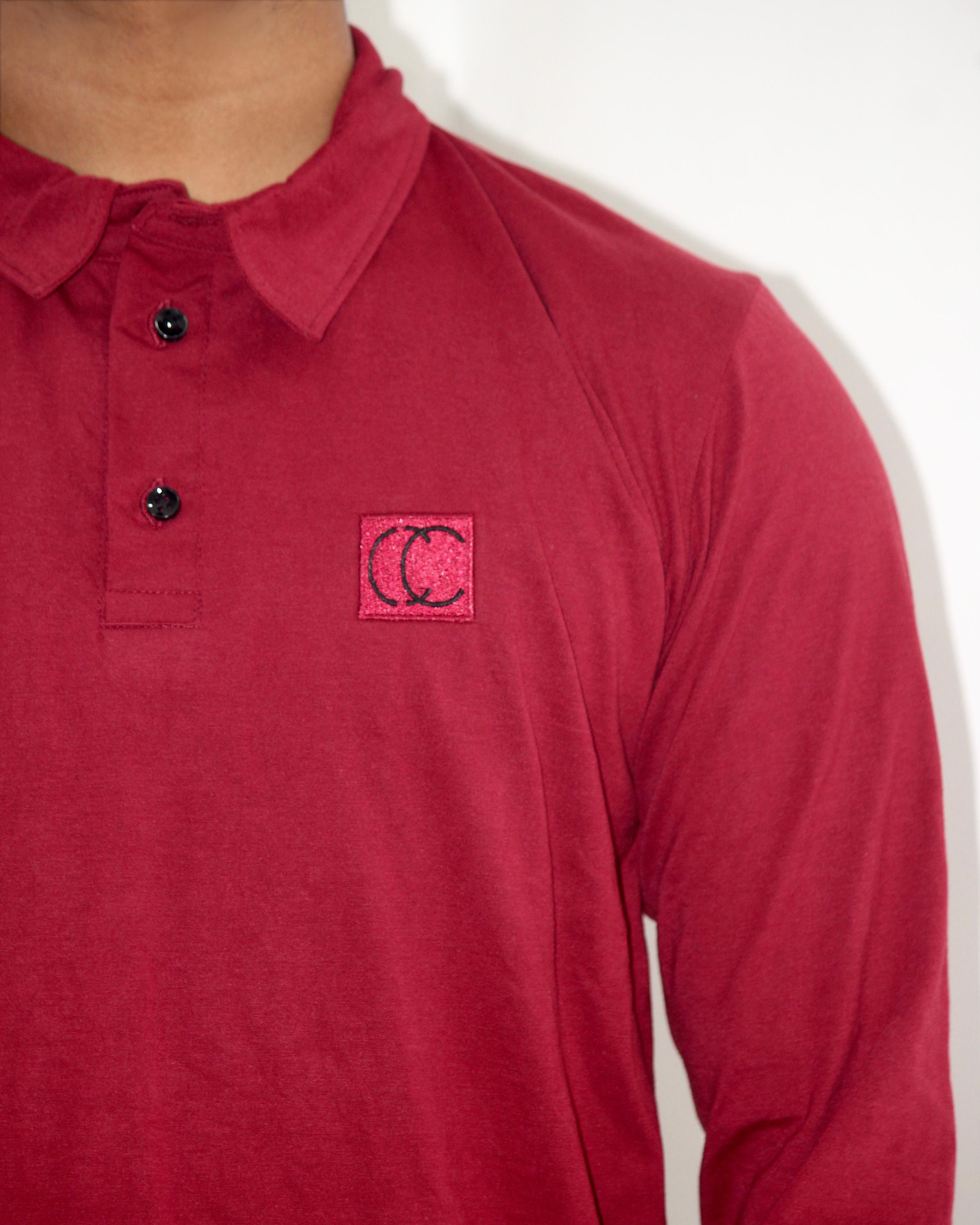 Polo Shirt-Maroon [Long sleeve] [Men's]