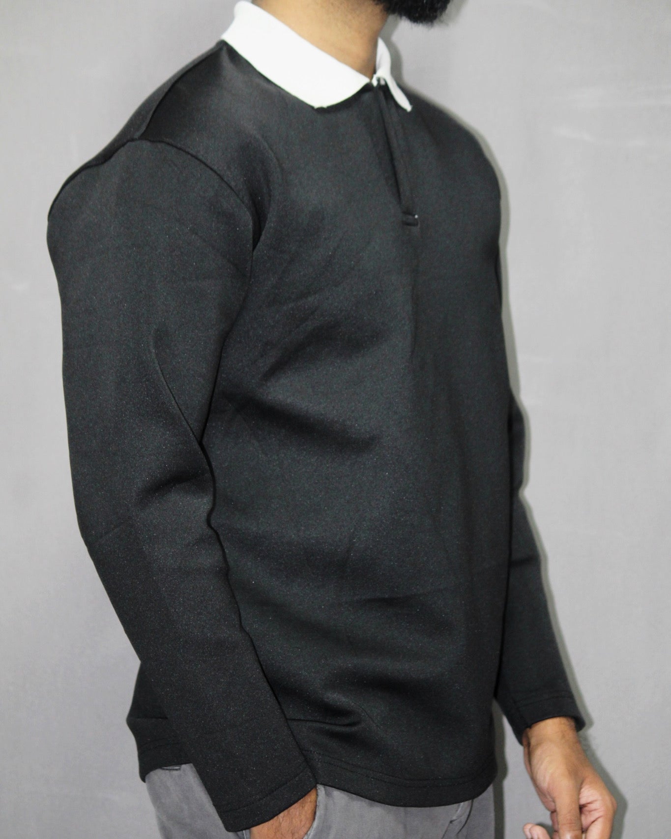 Polo shirt-Black [Long sleeve] [Men's]