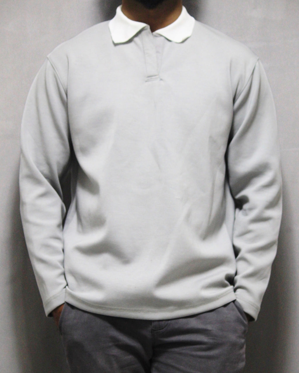 Polo shirt-Grey [Long sleeve] [Men's]