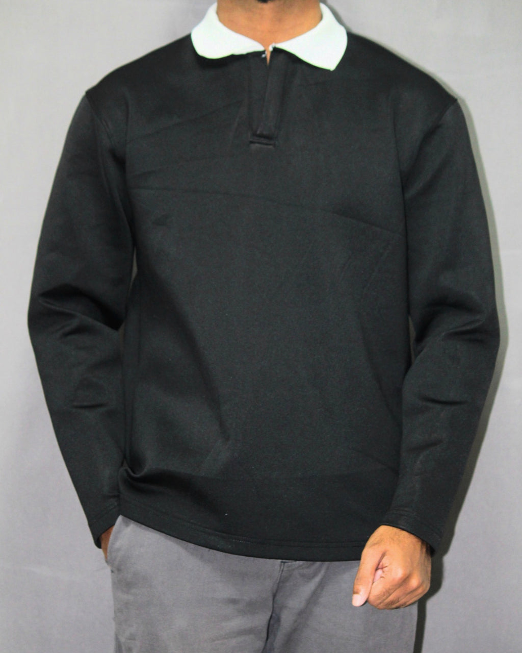 Polo shirt-Black [Long sleeve] [Men's]