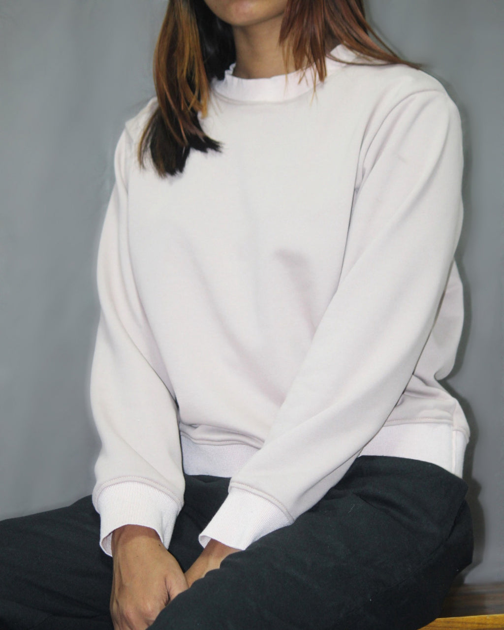 Crew neck crop Sweatshirt- Misty Rose [women's]