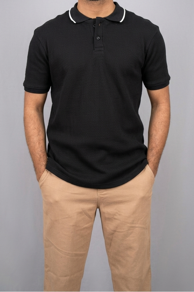 Collared T Shirt- Black [men's]