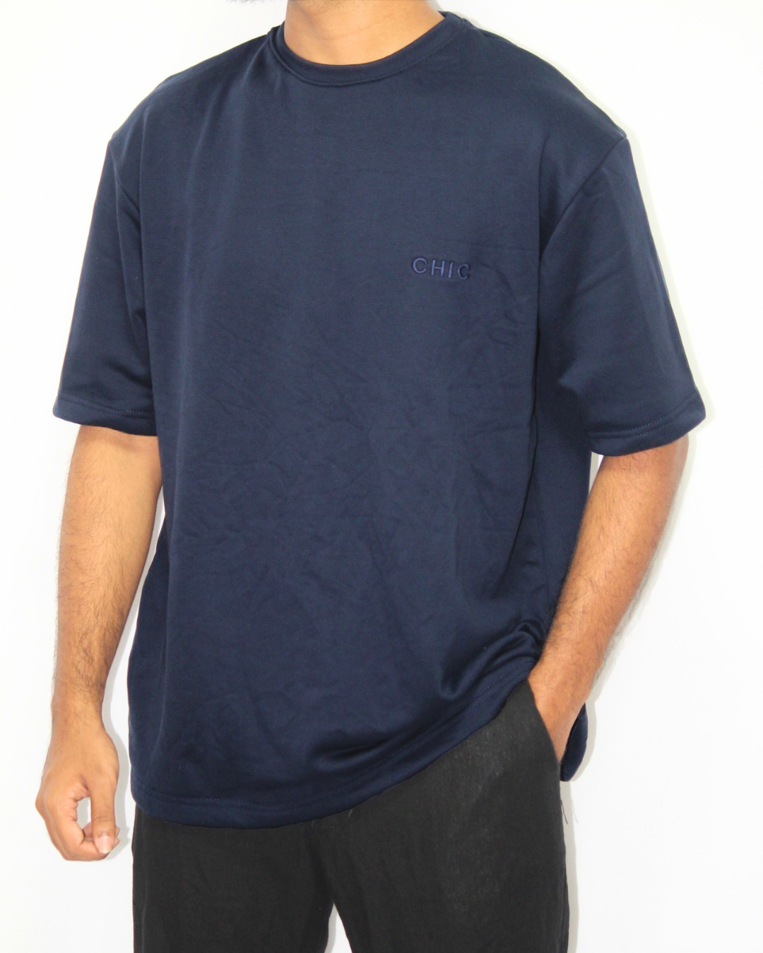 Drop Shoulder T-Shirt - Navy Blue