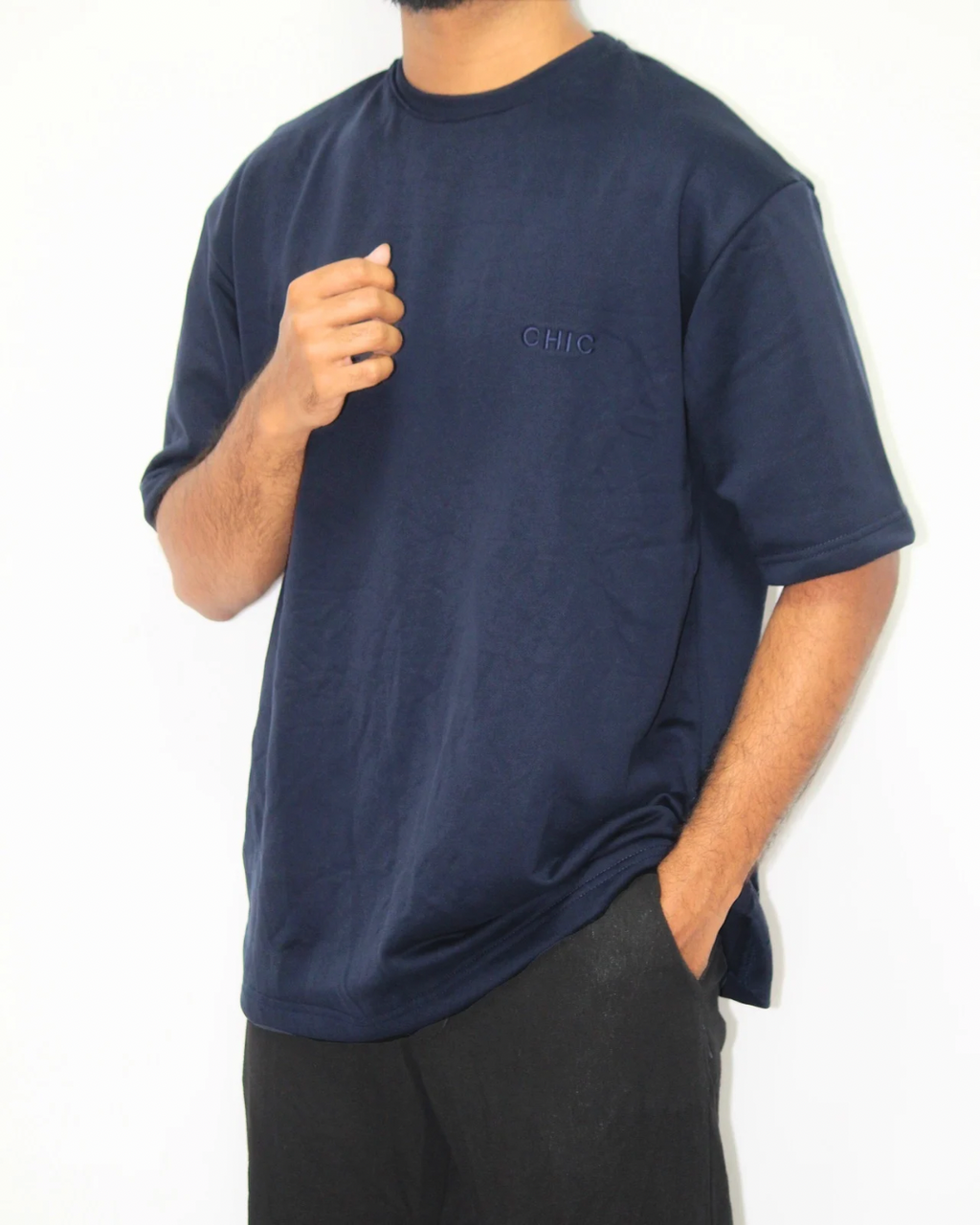 Drop Shoulder T-Shirt - Navy Blue