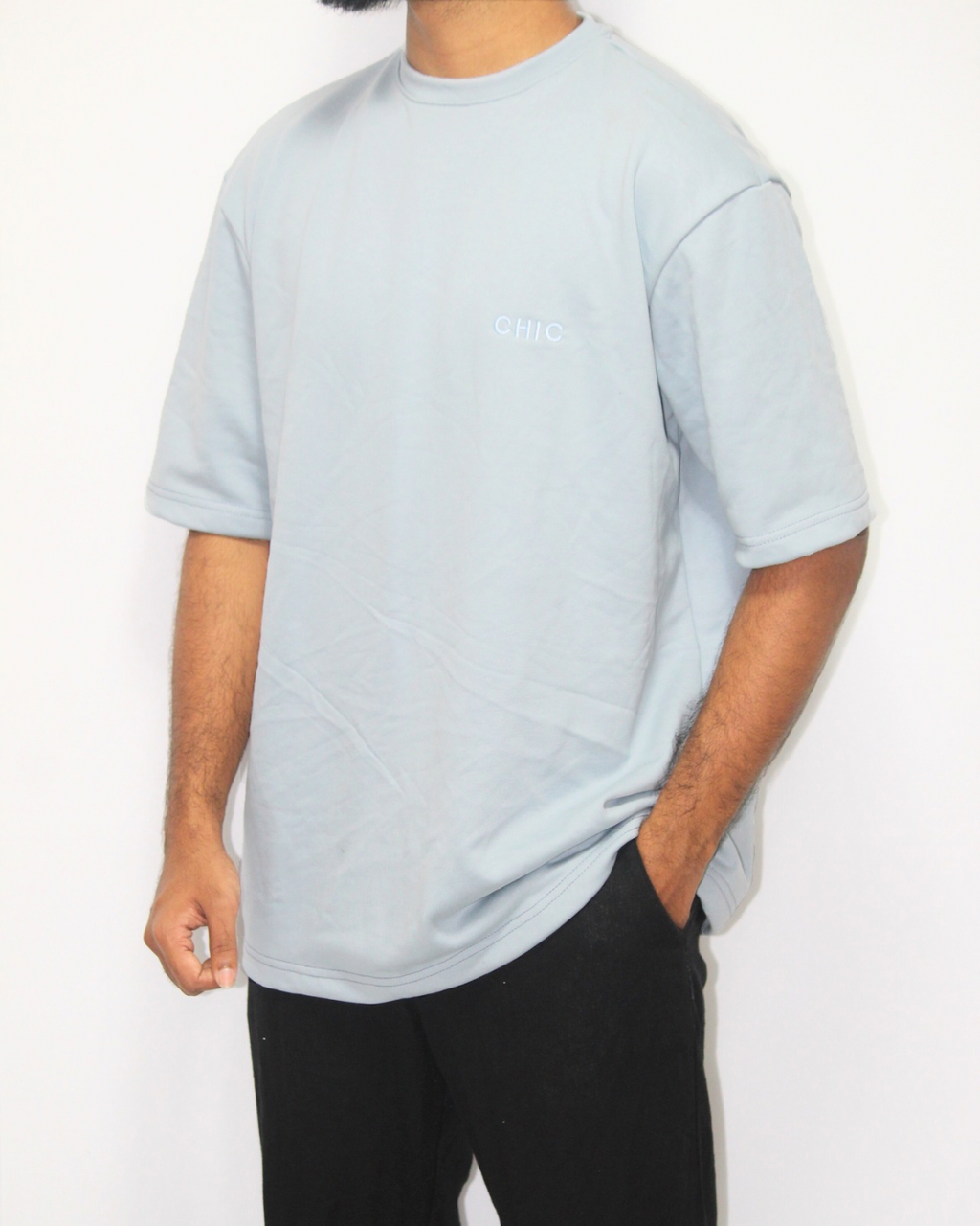 Drop Shoulder T-Shirt - Baby Blue