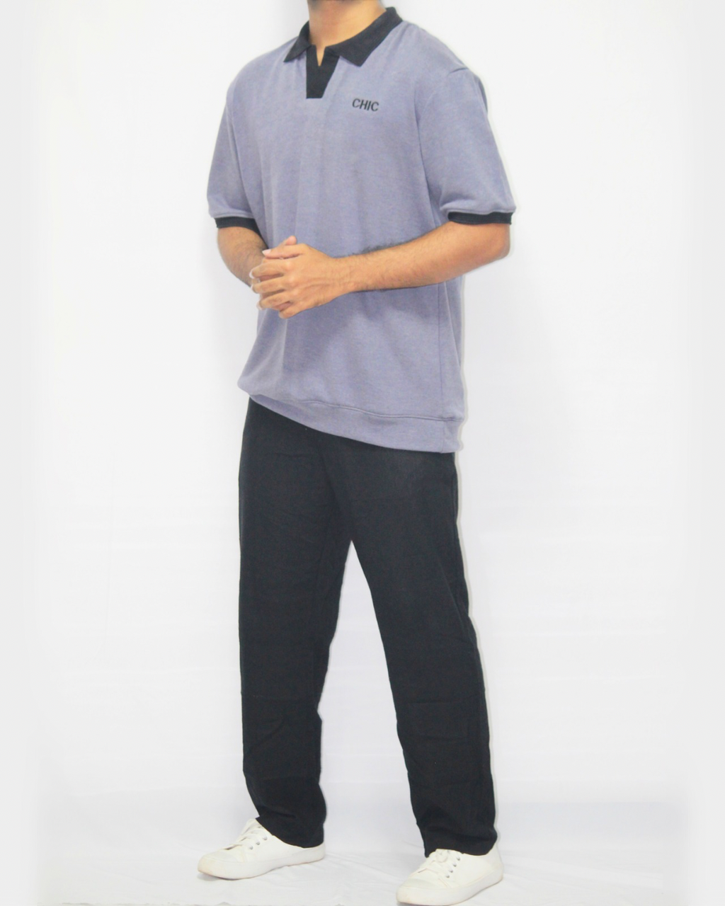 Drop Shoulder Collared T-Shirt - Fashion Passion [Men's]