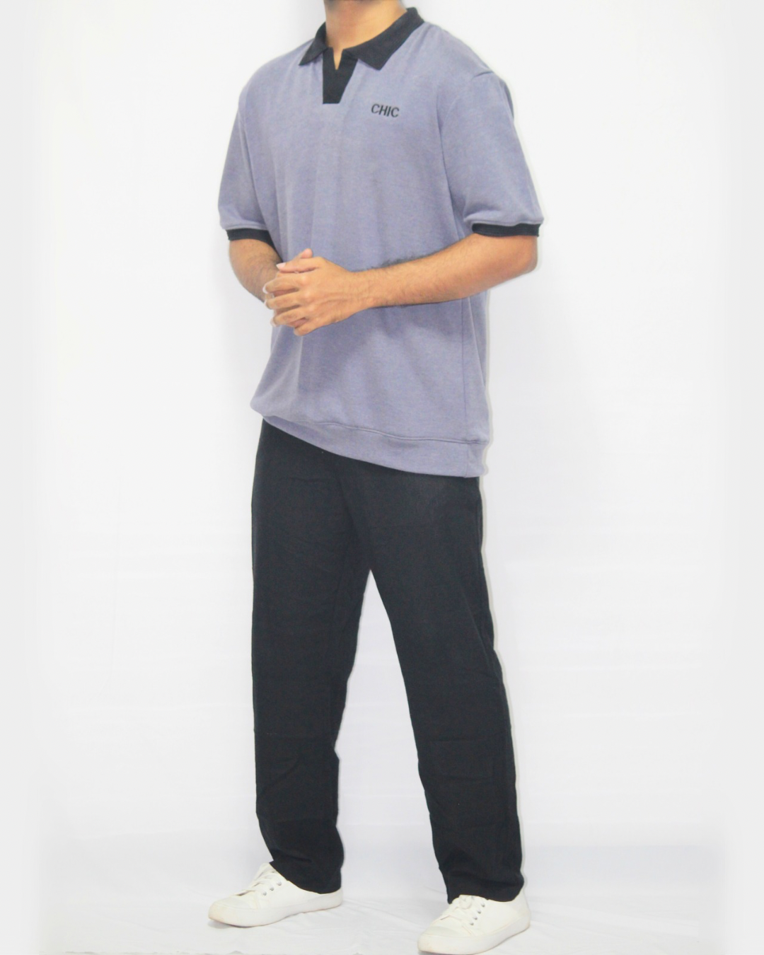 Drop Shoulder Collared T-Shirt - Fashion Passion [Men's]