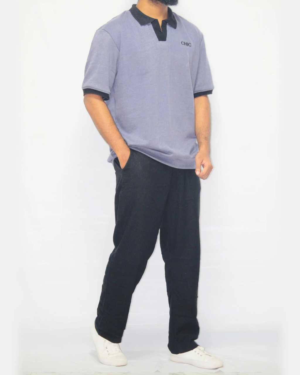 Drop Shoulder Collared T-Shirt - Fashion Passion [Men's]