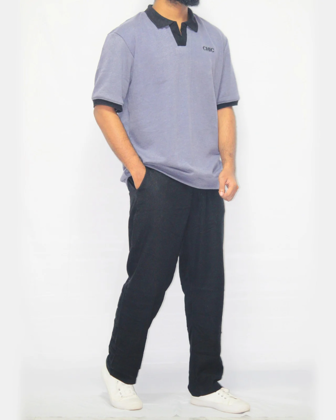 Drop Shoulder Collared T-Shirt - Fashion Passion [Men's]