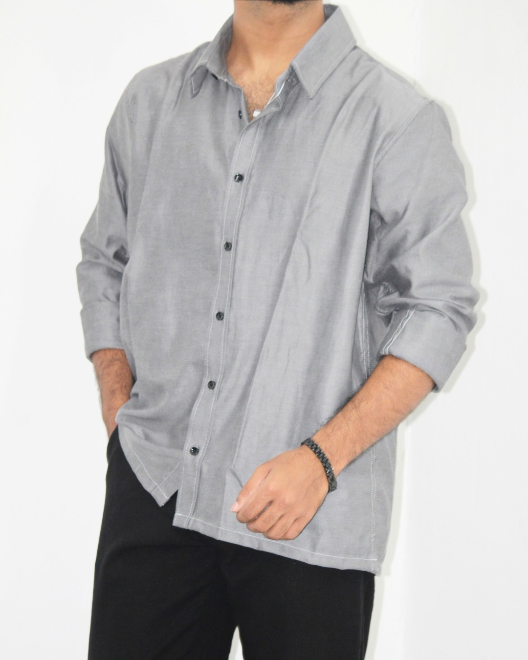 Loose Fit Shirt-Iron Grey [L/sleeve] [Men's]