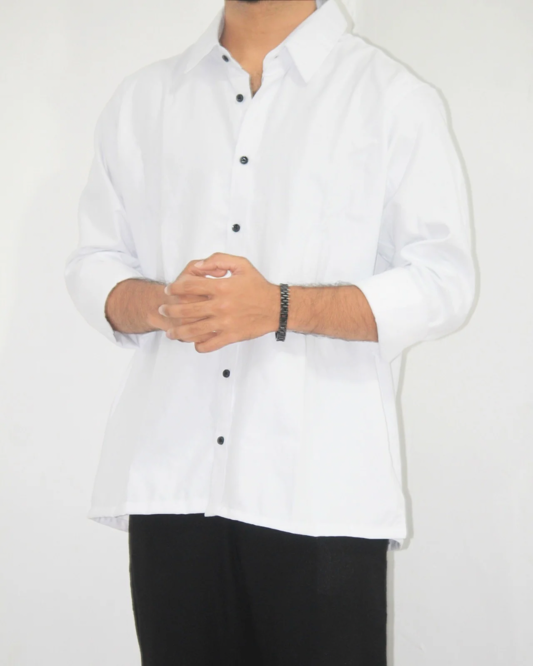 Loose Fit Shirt-White [L/sleeve] ]Men's]