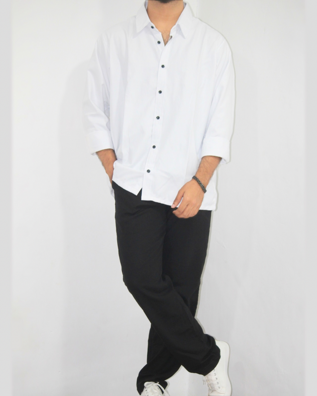 Loose Fit Shirt-White [L/sleeve] ]Men's]