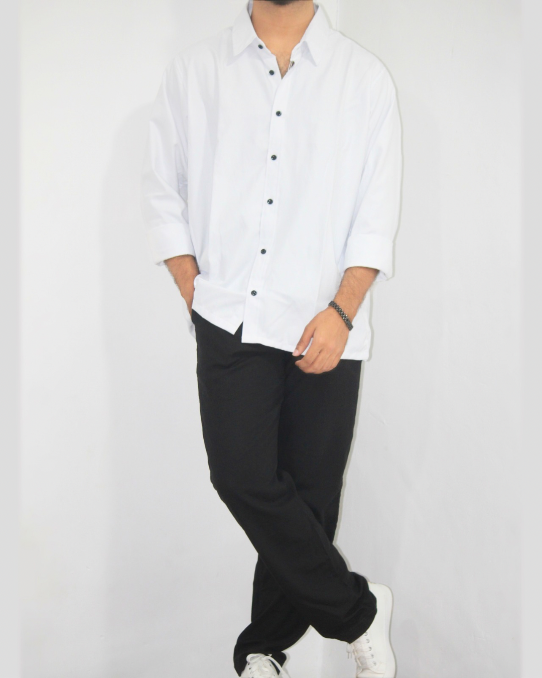 Loose Fit Shirt-White [L/sleeve] ]Men's]
