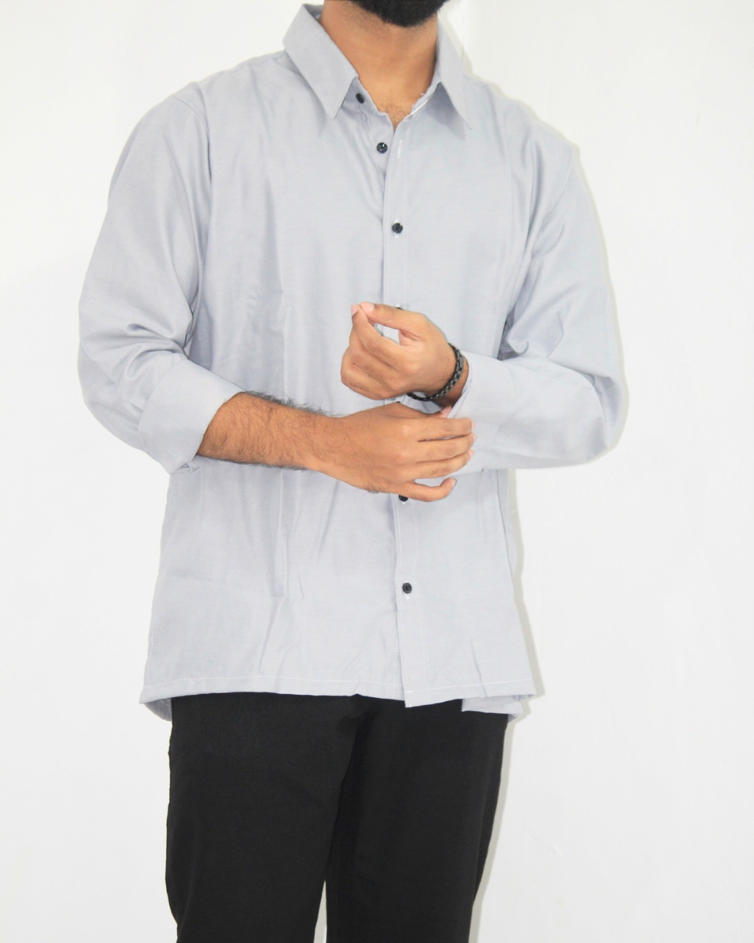 Loose Fit Shirt-Light Grey [L/sleeve] [Men's]