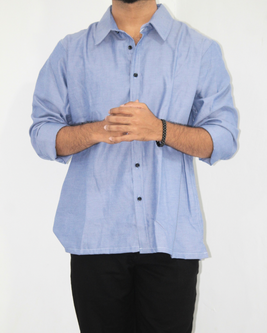 Loose Fit Shirt-Satin Soft Blue [L/sleeve] [Men's]