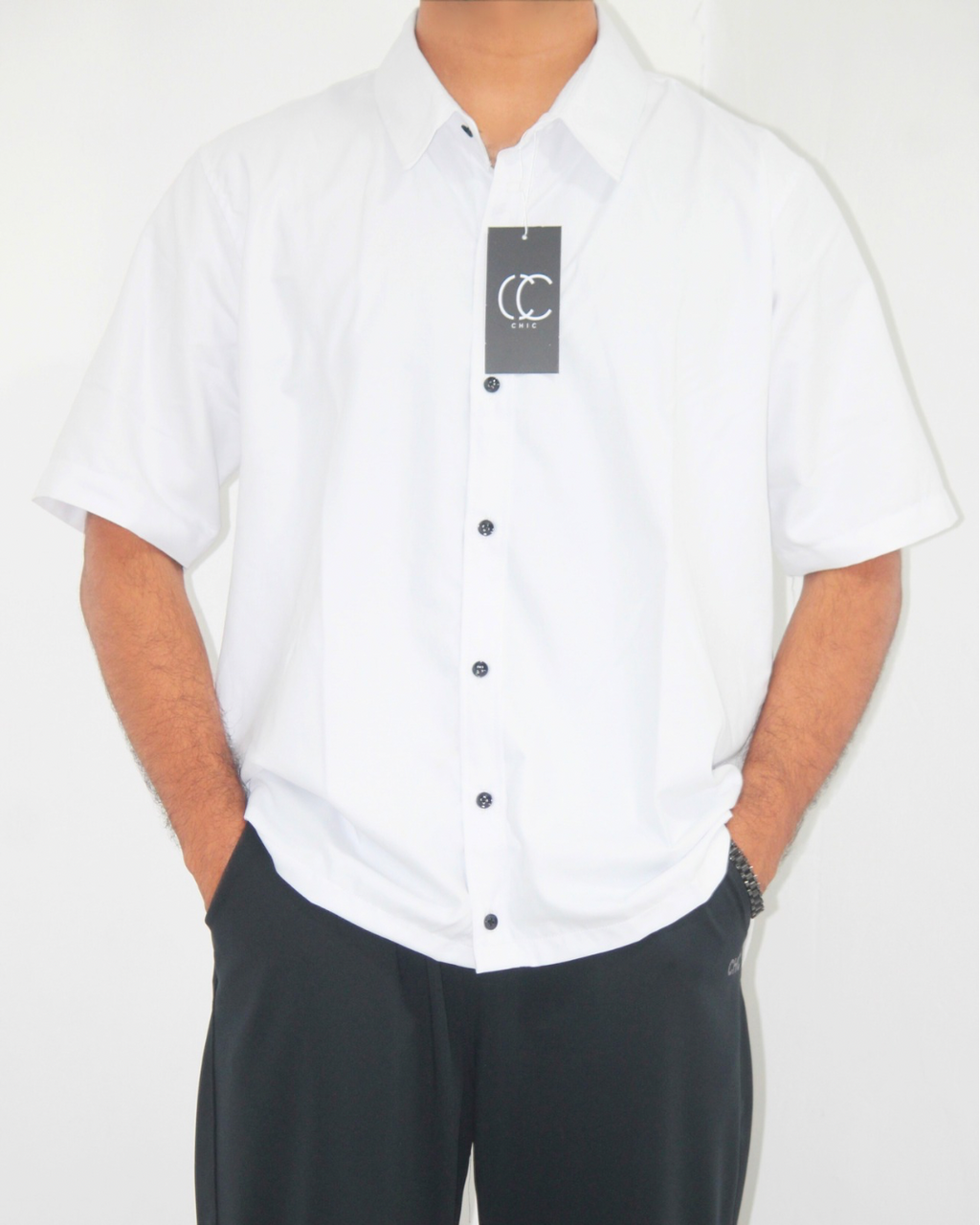 Loose Fit Shirt-White [Short sleeve] [Men's]