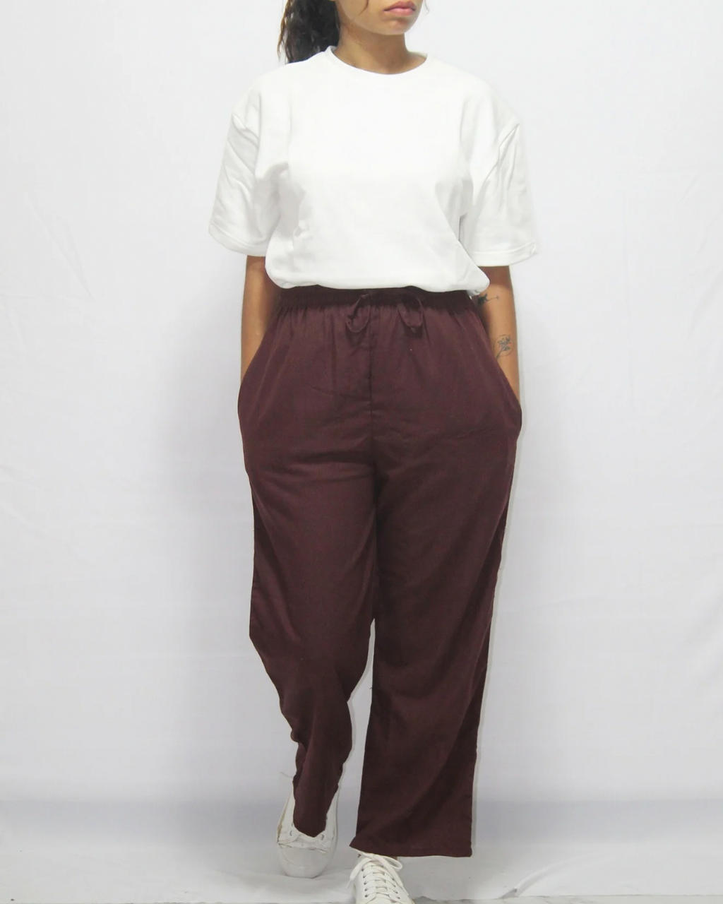 Linen Trouser - Marble Burgundy - [Women's]