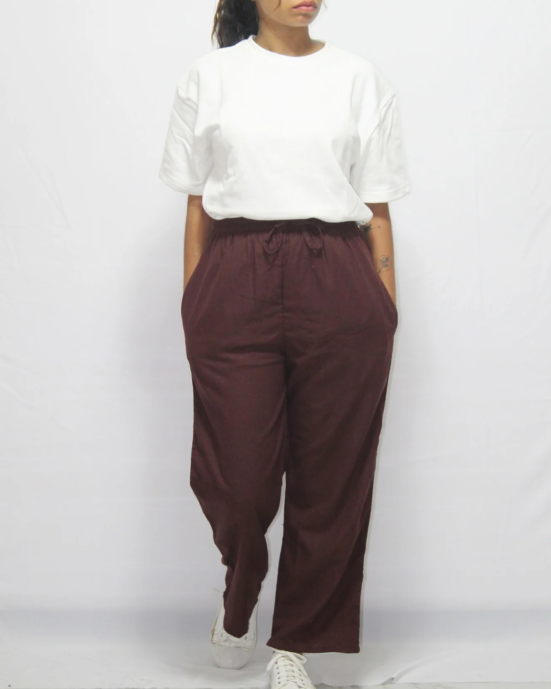Linen Trouser - Marble Burgundy - [Women's]
