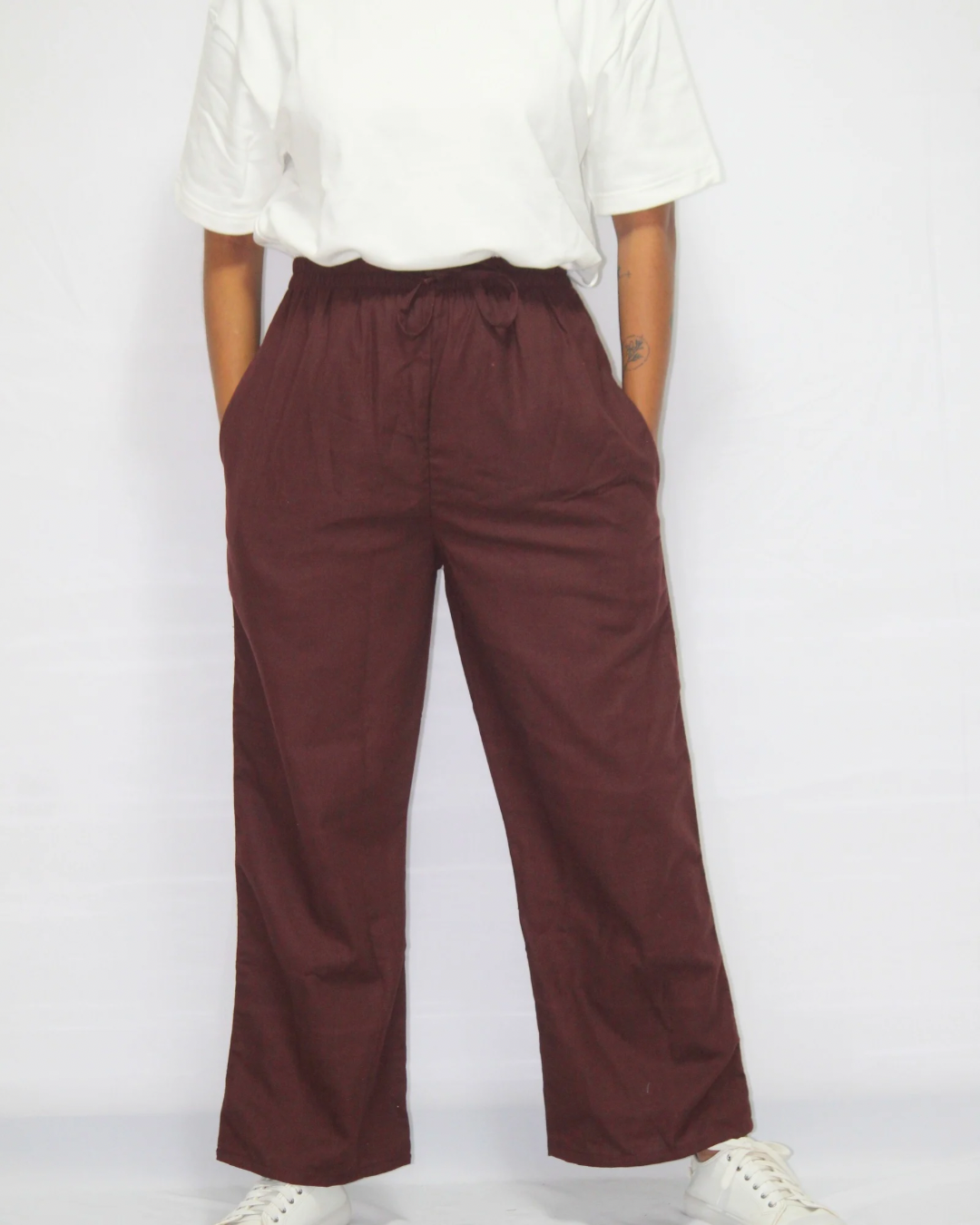 Linen Trouser - Marble Burgundy - [Women's]