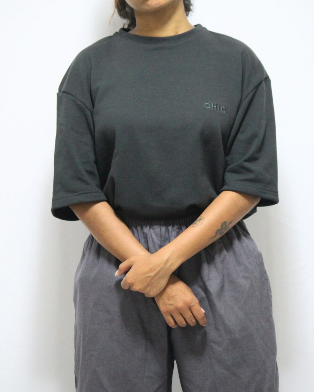 Drop Shoulder T-Shirt - Dark Grey