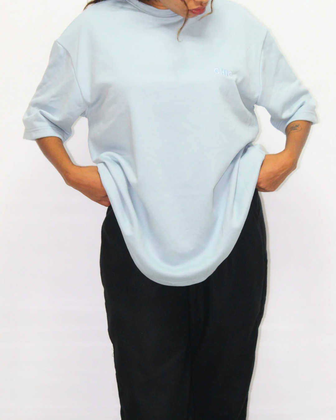 Drop Shoulder T-Shirt - Baby Blue