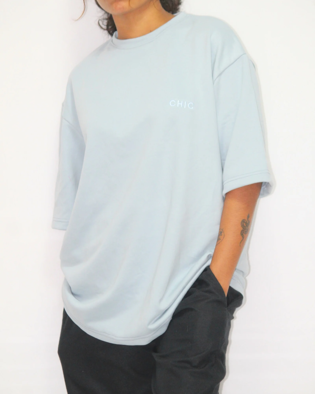 Drop Shoulder T-Shirt - Baby Blue