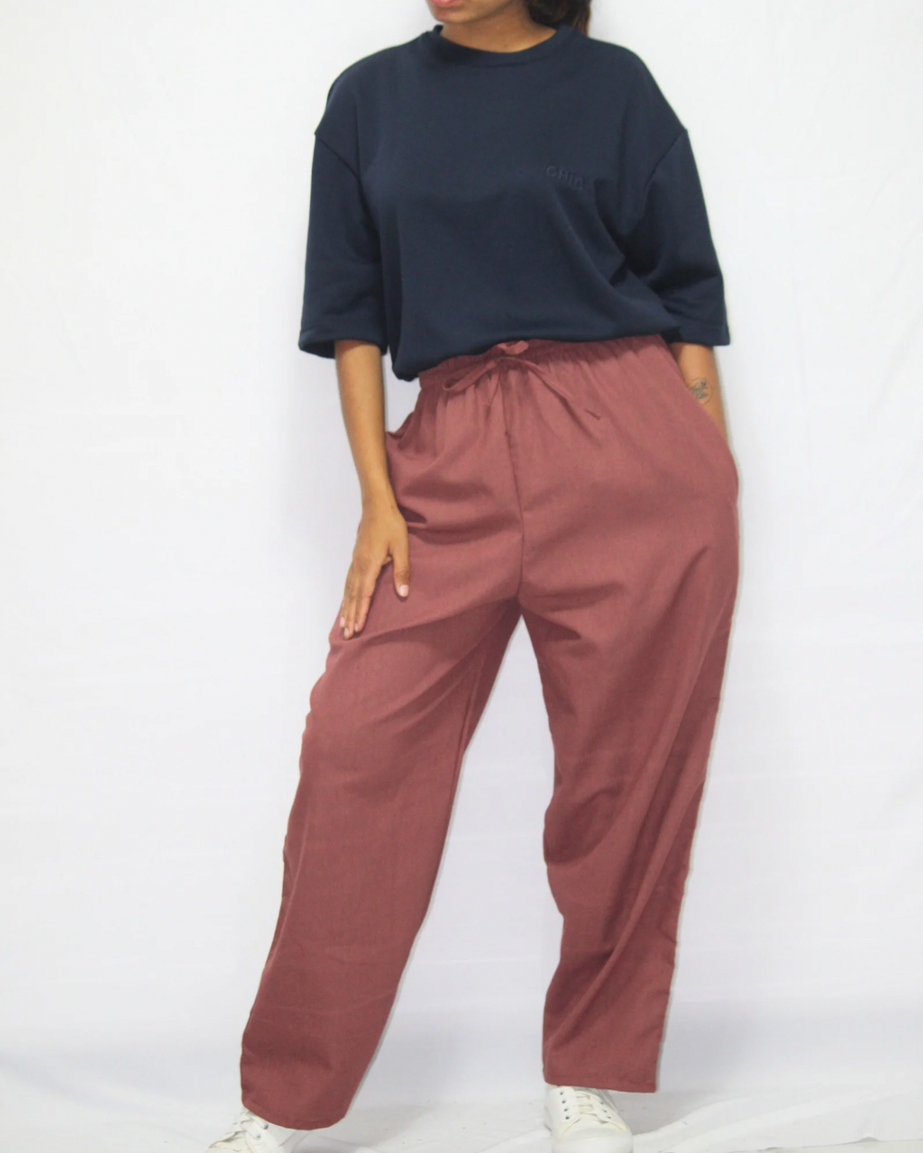 Drop Shoulder T-Shirt - Navy Blue