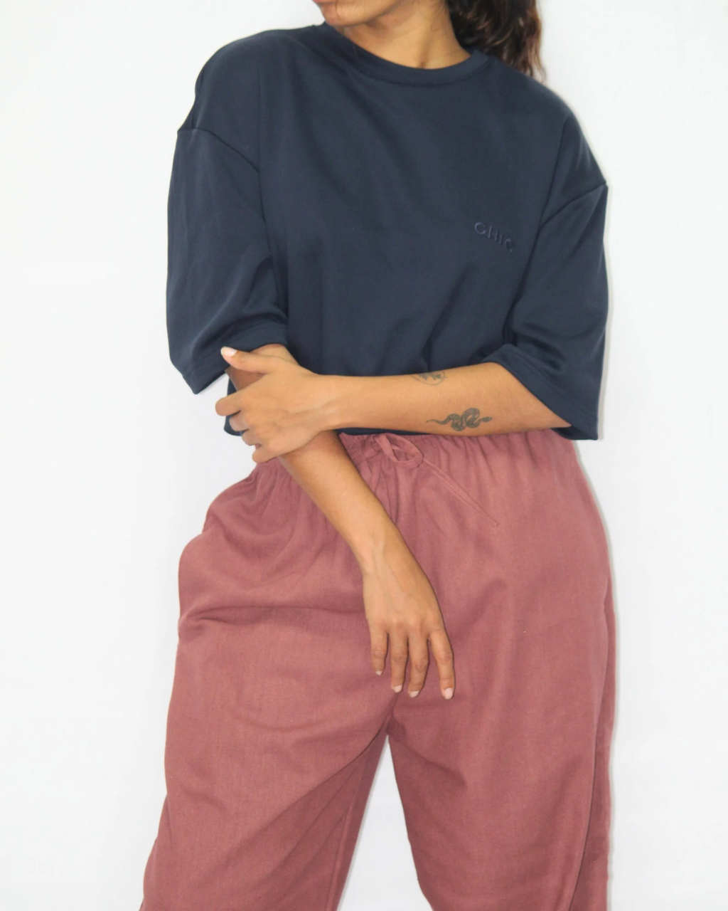 Drop Shoulder T-Shirt - Navy Blue