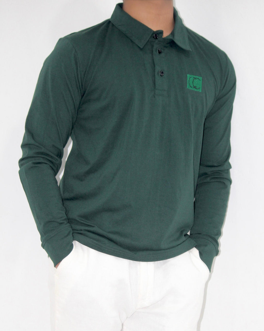 Polo Shirt-Dark Green [Long sleeve] [Men's]